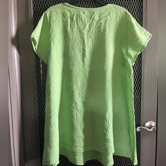 FLAX Green & Yellow Plaid Button-Front Women's Top…NWOT…Size M - Picture 3 of 7